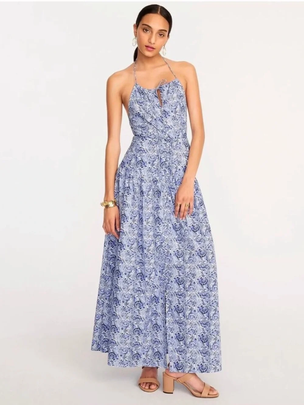 J. Crew collection halter maxi dress dandelion swirl sz 10